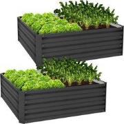 Set van 2 verhoogde bedden 90x90x30 cm antraciet metaal ML design