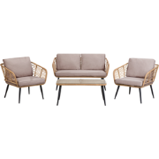 CORINTH II - Loungeset voor 4 - Lichtgrijs - PE rotan