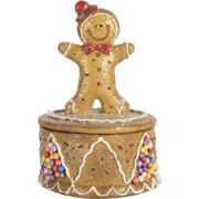 Clayre & Eef Voorraadpot Gingerbread man Ø 7x11 cm Bruin Kunststof