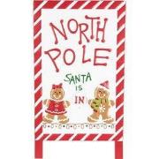 Clayre & Eef Kerst Tekstbord 29x16x51 cm Wit Rood Metaal