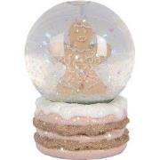 Clayre & Eef Sneeuwbol Ø 5x7 cm Bruin Kunststof Gingerbread man