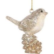Clayre & Eef Kersthanger Vogel 6 cm Beige Kunststof