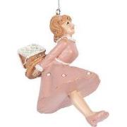 Clayre & Eef Kersthanger Meisje 10 cm Roze Kunststof