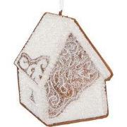 Clayre & Eef Kersthanger Gingerbread house 9x1x10 cm Wit Kunststof