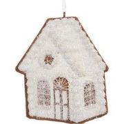 Clayre & Eef Kersthanger Gingerbread house 9x1x10 cm Wit Kunststof