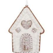 Clayre & Eef Kersthanger Gingerbread house 8x1x10 cm Wit Kunststof