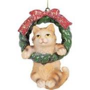 Clayre & Eef Kersthanger Kat 6x5x9 cm Bruin Kunststof