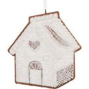 Clayre & Eef Kersthanger Gingerbread house 9x1x10 cm Wit Kunststof