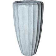 PTMD Olver White Ceramic Pot Ribbed Structure Round L