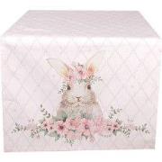 Clayre & Eef Tafelloper 50x140 cm Roze Katoen Konijn