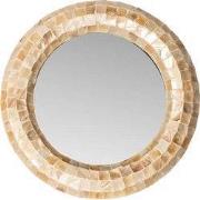 PTMD Chelsae Cream Poly Round Shell Mirror Small