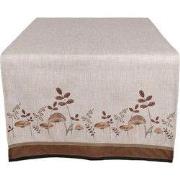 Clayre & Eef Tafelloper 50x140 cm Beige Katoen Paddenstoelen