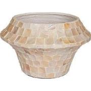 PTMD Daven Cream Poly Shell Bamboo Pot Round Low M