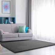 Laagpolig Effen Vloerkleed Tazira - Antraciet - 140x200 cm