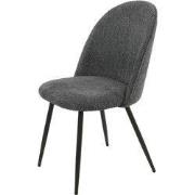 Eetkamerstoel Bouclé Grijs - Zithoogte 45 cm - Ronde Rug - Set van 2