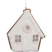 Clayre & Eef Kersthanger Gingerbread house 9x1x10 cm Wit Kunststof