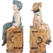 Clayre & Eef Boekensteunen Set van 2 Kinderen 19x10x22 cm Bruin Kunsts...