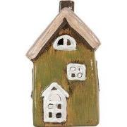 Clayre & Eef Waxinelichthouder Huis 9x7x15 cm Groen Keramiek