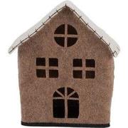 Clayre & Eef Decoratie Beeld Huis 17x9x19 cm Bruin Textiel