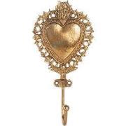Clayre & Eef Wandhaak Hart 7x4x15 cm Goudkleurig Metaal