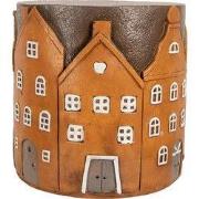 Clayre & Eef Plantentafel Huis Ø 39x39 cm Oranje Kunststof