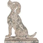 Clayre & Eef Decoratie Beeld Hond 16x8x19 cm Grijs Metaal