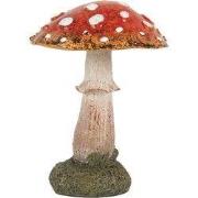 Clayre & Eef Decoratie Beeld Paddenstoel Ø 9x12 cm Rood Polyresin