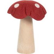Clayre & Eef Decoratie Paddenstoel 14x14x17 cm Rood Vilt
