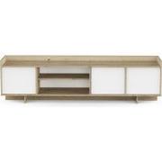 TV-meubel met 3 deuren en 1 niche, decor in koninklijk eiken en wit, L...