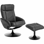 APATE - Relaxfauteuil met voetenbank - Zwart - Veganistisch leer