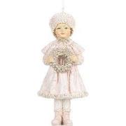 Clayre & Eef Kersthanger Kind 11 cm Roze Kunststof