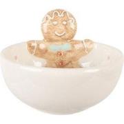 Clayre & Eef Decoratie schaal 250 ml Wit Bruin Keramiek