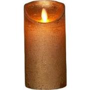 Batterijverlichting kaars wax rustiek met bewegende vlam goud 15 cm