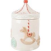 Clayre & Eef Voorraadpot Ø 15x22 cm Wit Bruin Keramiek