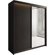 Meubella - Kledingkast Timoteo - Zwart - 200 cm - Met spiegel