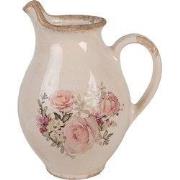 Clayre & Eef Decoratie Kan 16x12x19 cm Beige Keramiek Bloemen