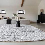 Vloerkleed Rectangle Edge Creme wit/Zwart Wit; Creme - Polyester - 200...