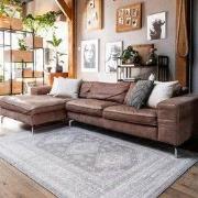 Vintage Vloerkleed Aila Grijs/Roze Grijs; Roze - Polypropyleen - 190 x...