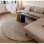 Rond wollen vloerkleed Gapo grijs gemeleerd op=op Grijs/Antraciet; Gri...