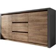 Meubella - Dressoir Monaco - Eiken - Grijs - 140 cm