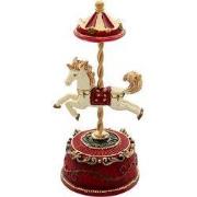 Clayre & Eef Muziekdoos Paard Ø 9x21 cm Rood Polyresin