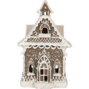 Clayre & Eef Gingerbread house met LED 13x12x20 cm Bruin Kunststof