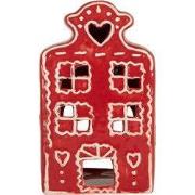 Clayre & Eef Waxinelichthouder Huis 8x7x13 cm Rood Keramiek