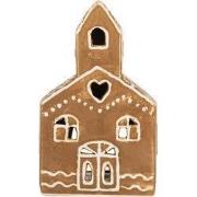 Clayre & Eef Waxinelichthouder Huis 10x10x16 cm Bruin Keramiek