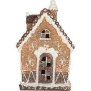 Clayre & Eef Gingerbread house met LED 13x9x20 cm Bruin Kunststof