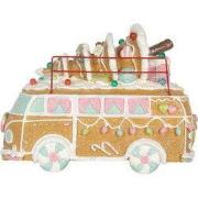 Clayre & Eef Gingerbread house met LED Bus LED 2xAAA Bruin Metaal