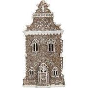 Clayre & Eef Gingerbread house met LED 12x11x25 cm Bruin Kunststof