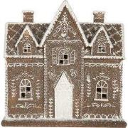 Clayre & Eef Gingerbread house met LED 26x10x25 cm Bruin Kunststof