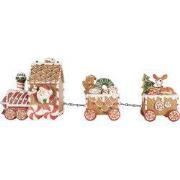 Clayre & Eef Kerstdecoratie Beeld Trein 33x10x15 cm Bruin Kunststof