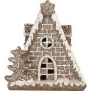 Clayre & Eef Gingerbread house met LED 17x10x18 cm Bruin Kunststof